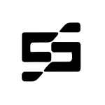 Este logo parece estilizado y moderno, con un diseño abstracto que recuerda a las letras "S" y "G" fusionadas o entrelazadas.